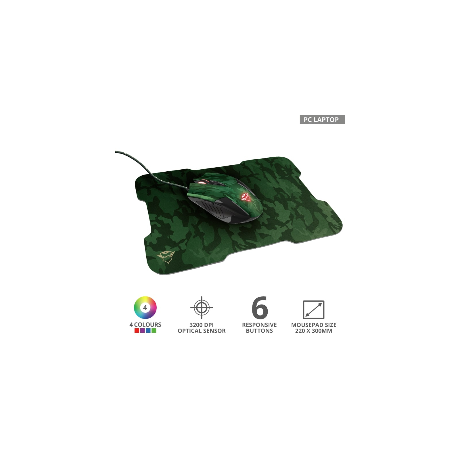 Мишка Trust GXT 781 Rixa Camo Mouse & Pad USB Camouflage (23611) зображення 10