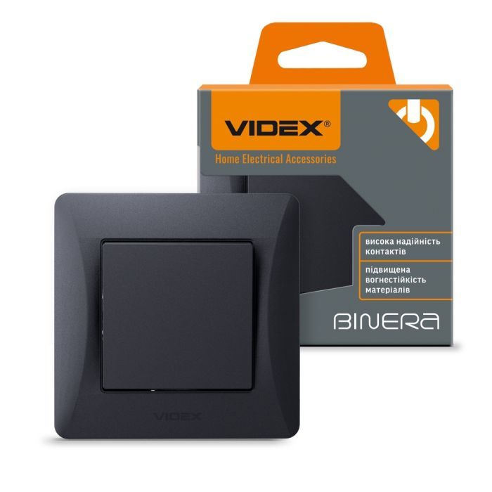 Выключатель Videx BINERA 1кл черный графит (VF-BNSW1-BG) изображение 4