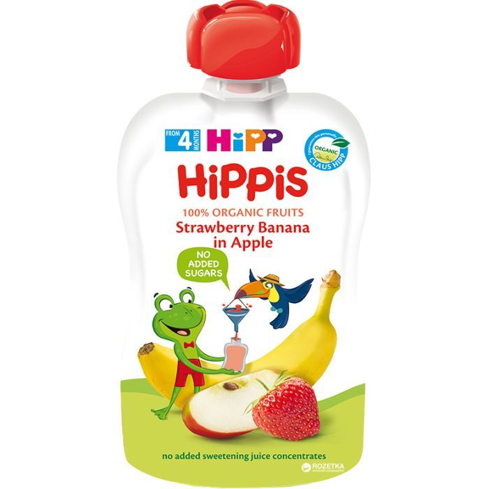 Детское пюре HiPP HiPPiS Pouch Яблоко-клубника-банан, 100 г (9062300133759) изображение 2