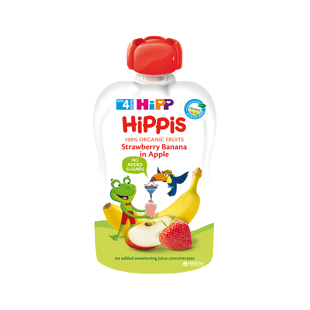 Детское пюре HiPP HiPPiS Pouch Яблоко-клубника-банан, 100 г (9062300133759) изображение 2