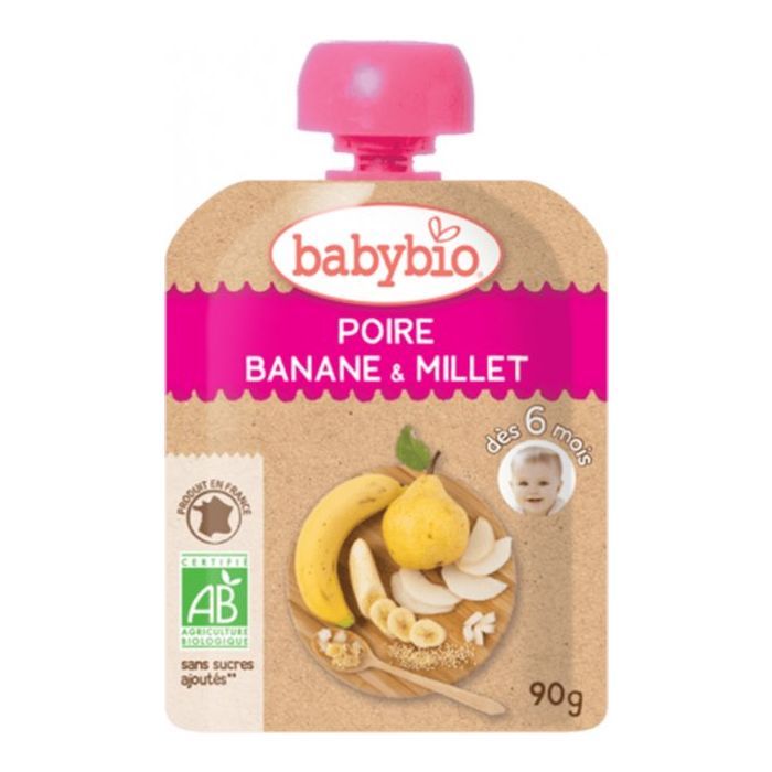 Детское пюре BabyBio из груши, банана и пшена с 6 месяцев 90 г (3288131540092)
