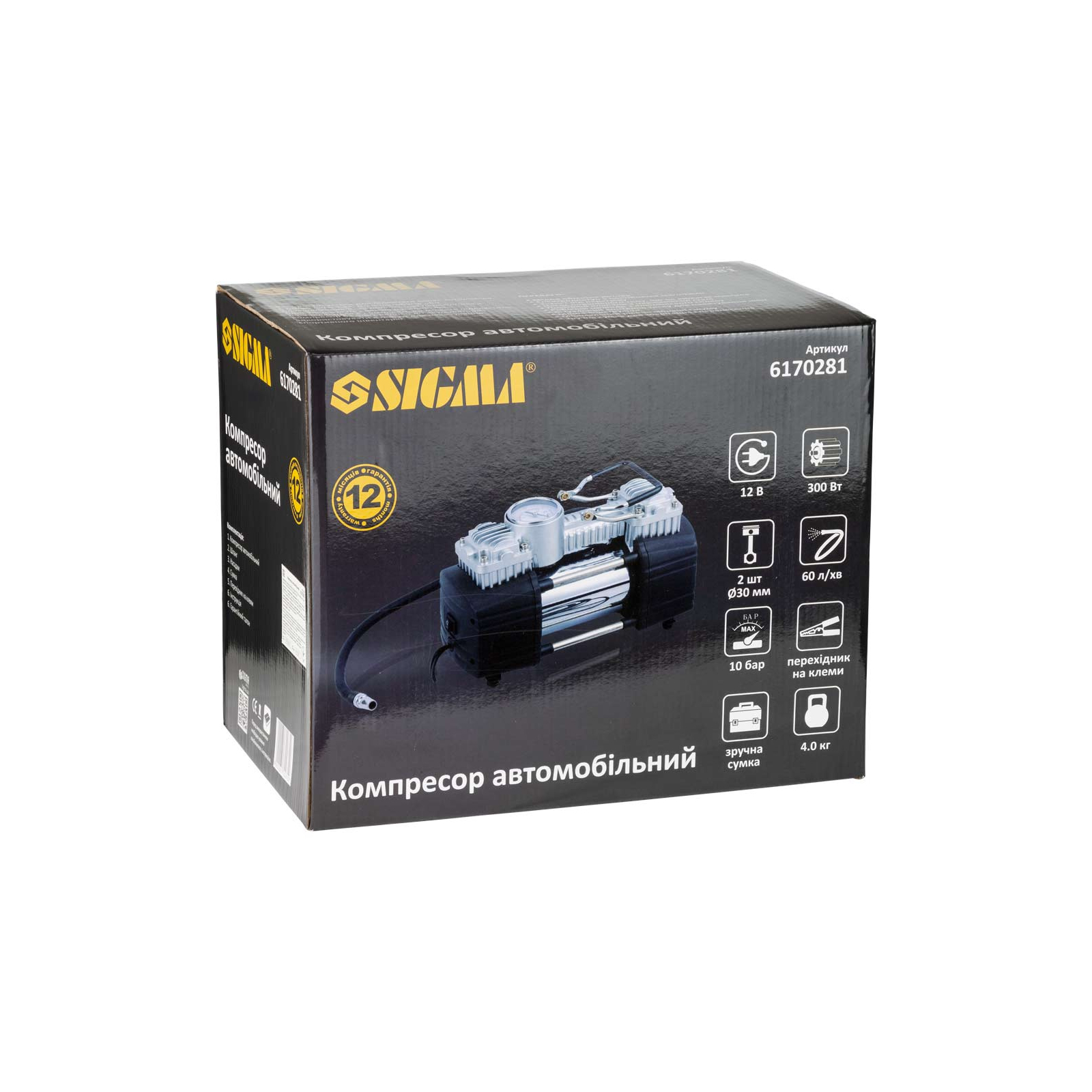 Автомобильный компрессор Sigma 12В, 300Вт, 60л/мин, 10бар (6170281) изображение 10