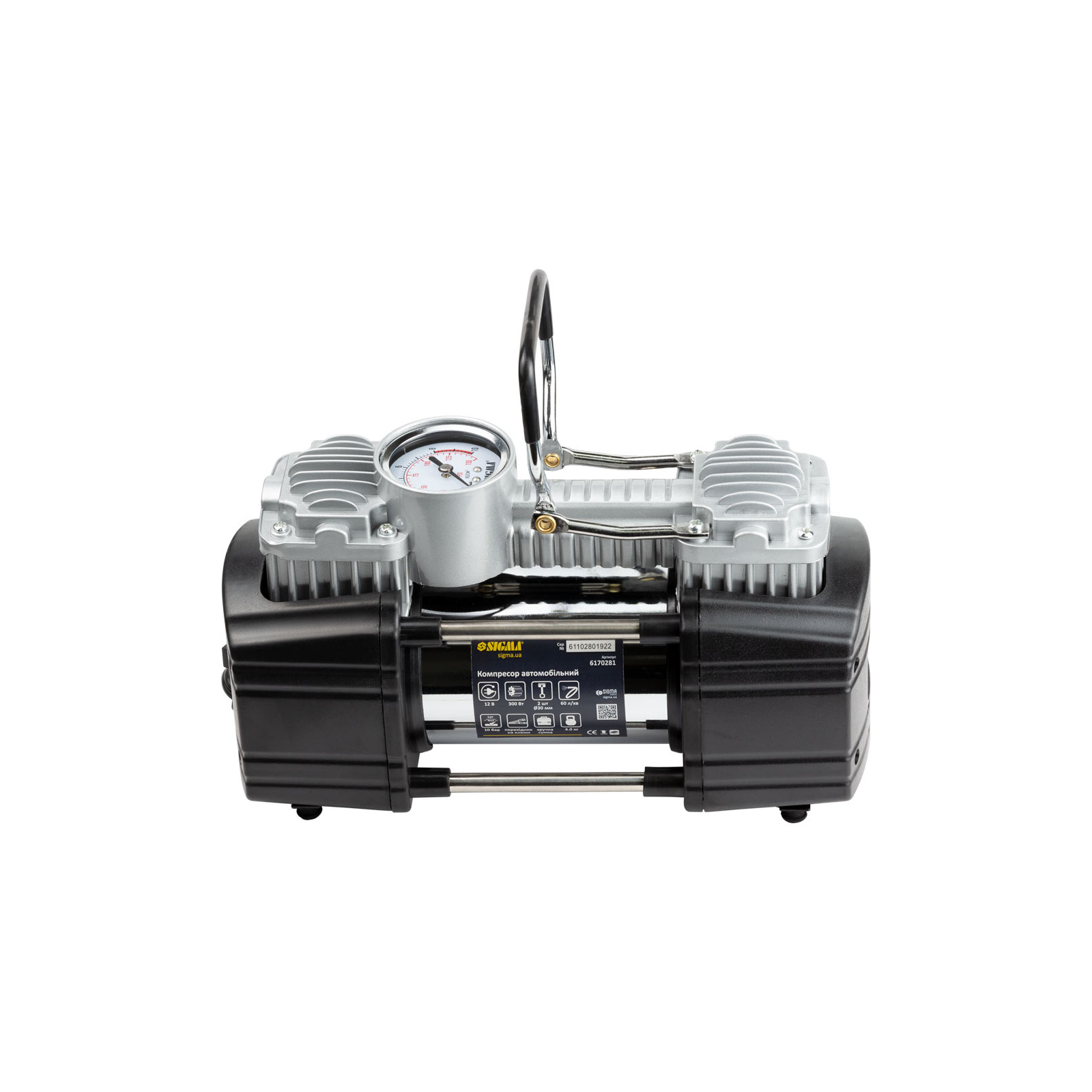 Автомобильный компрессор Sigma 12В, 300Вт, 60л/мин, 10бар (6170281) изображение 3