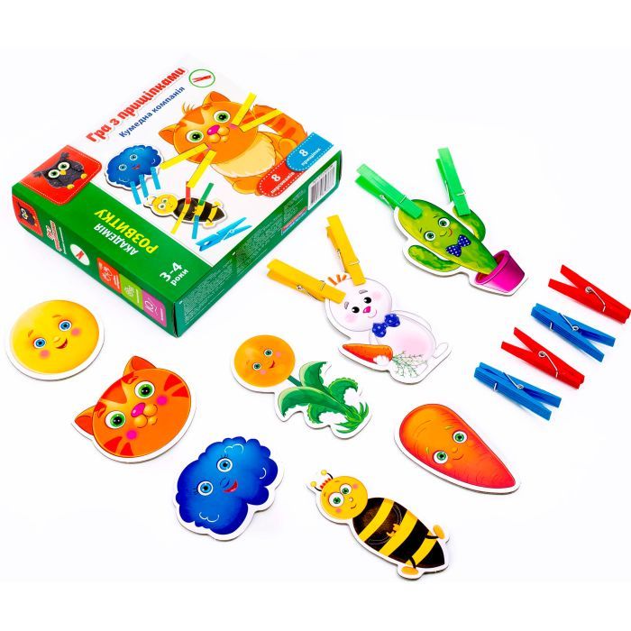 Развивающая игрушка Vladi Toys Гра-шнуровка Забавная компания с прищепками (укр) (VT5303-14) изображение 2