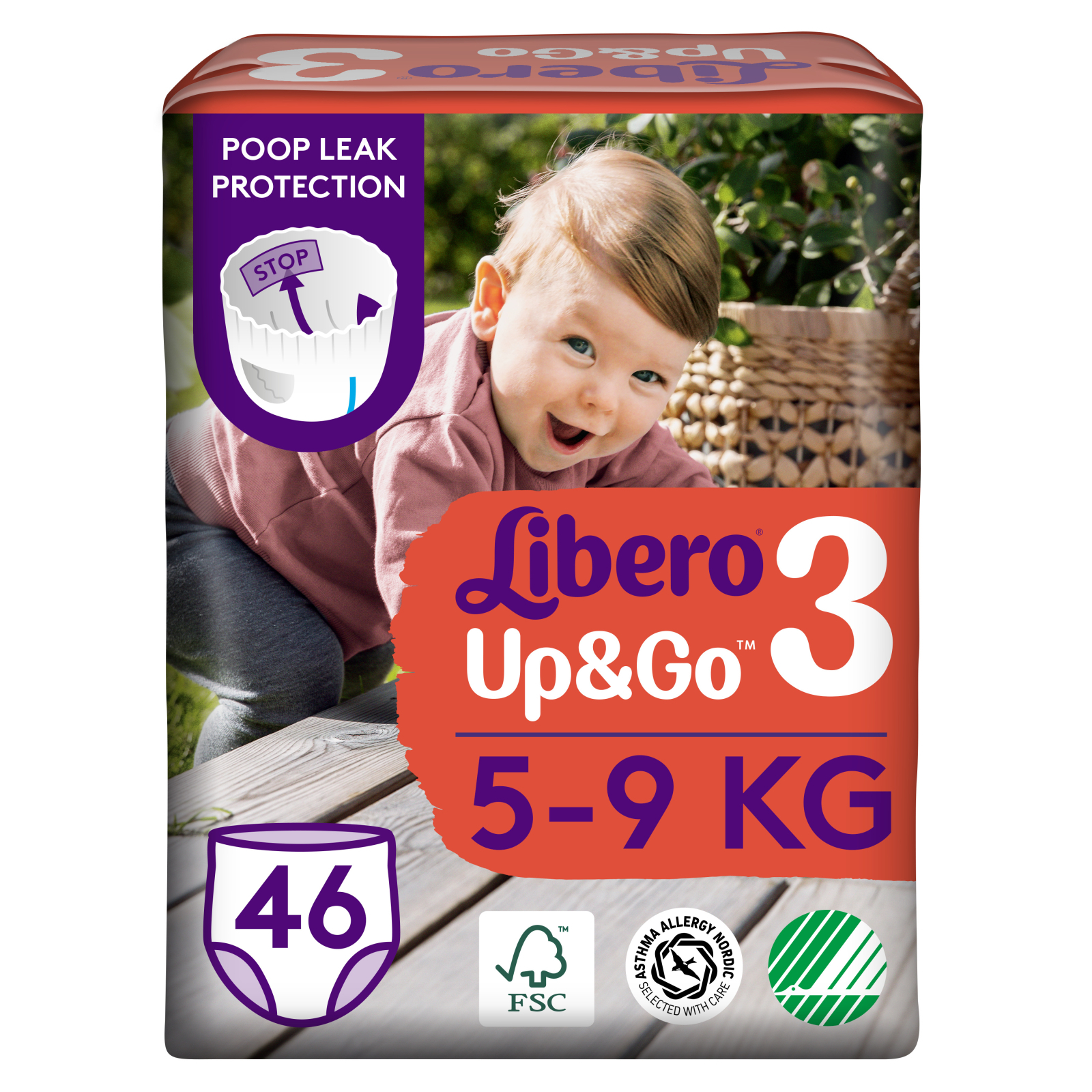 Підгузки Libero Up&Go Розмір 3 (5-9 кг) 46 шт (7322541742076)