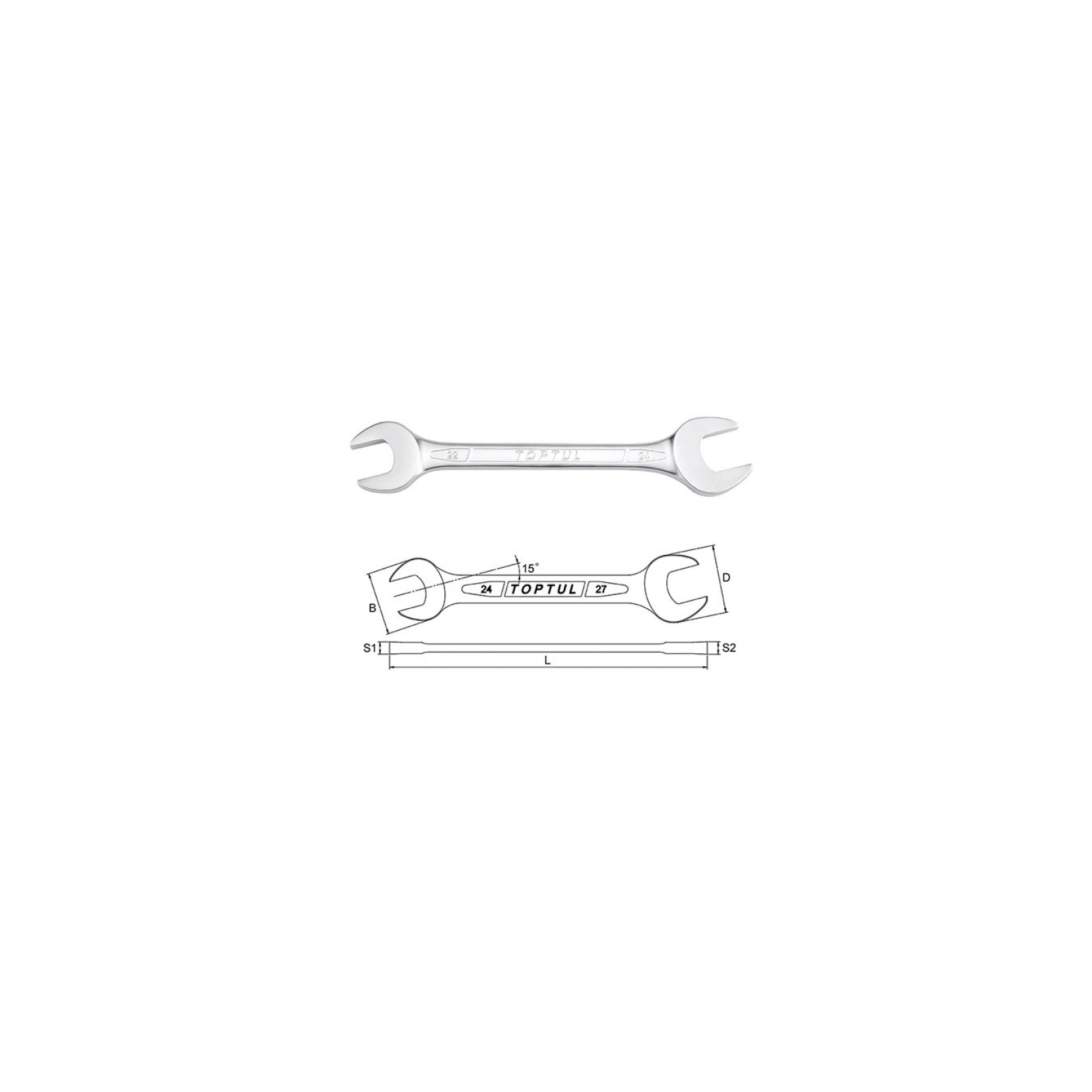 Ключ Toptul рожковый двусторонний 55x60мм (AAEJ5560) изображение 2