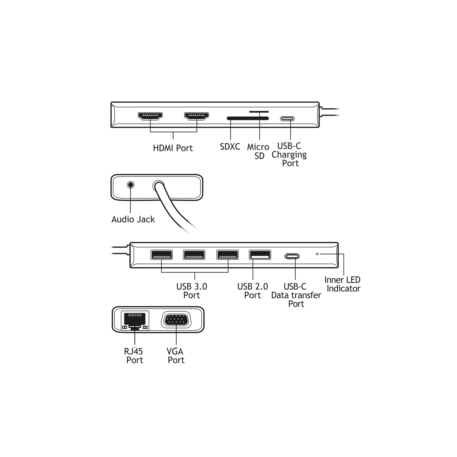 Порт-репликатор TECNOWARE Dock Station USB TYPE-C 13 in 1 Adapter HUB (FHUB17692) изображение 4