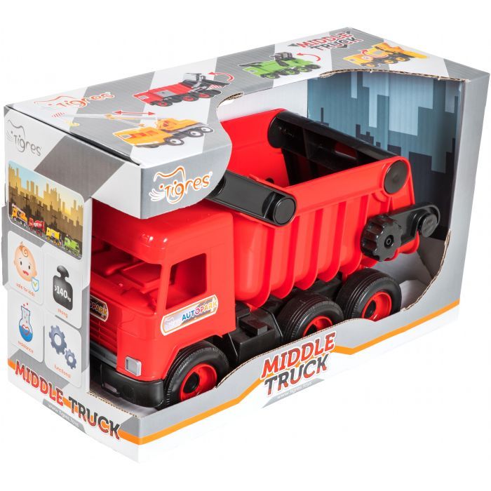 Спецтехника Tigres Авто "Middle truck" самосвал (красный) в коробке (39486) изображение 2