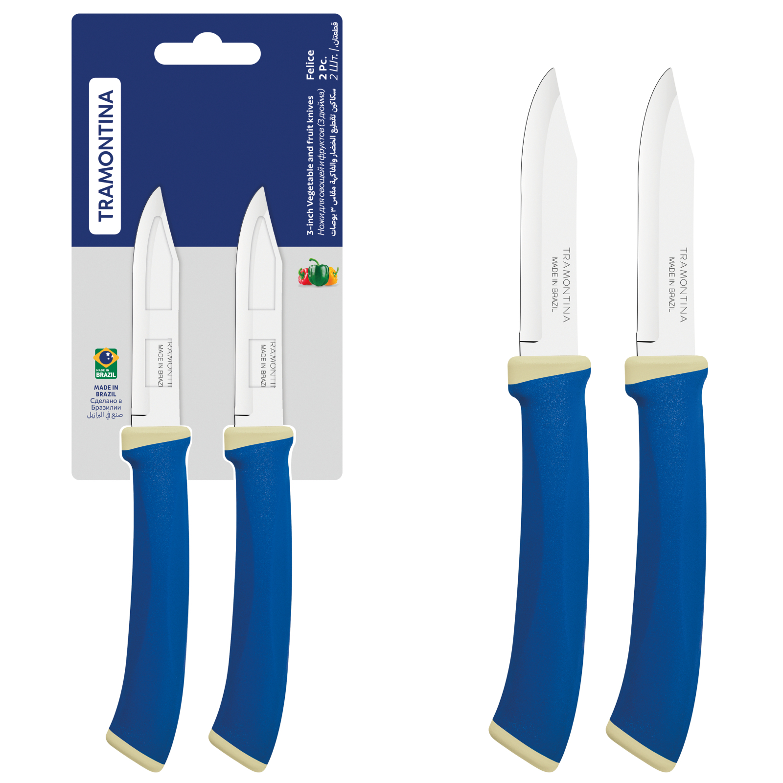 Набір ножів Tramontina Felice Blue Vegetable 76 мм 2 шт (23490/213) зображення 2
