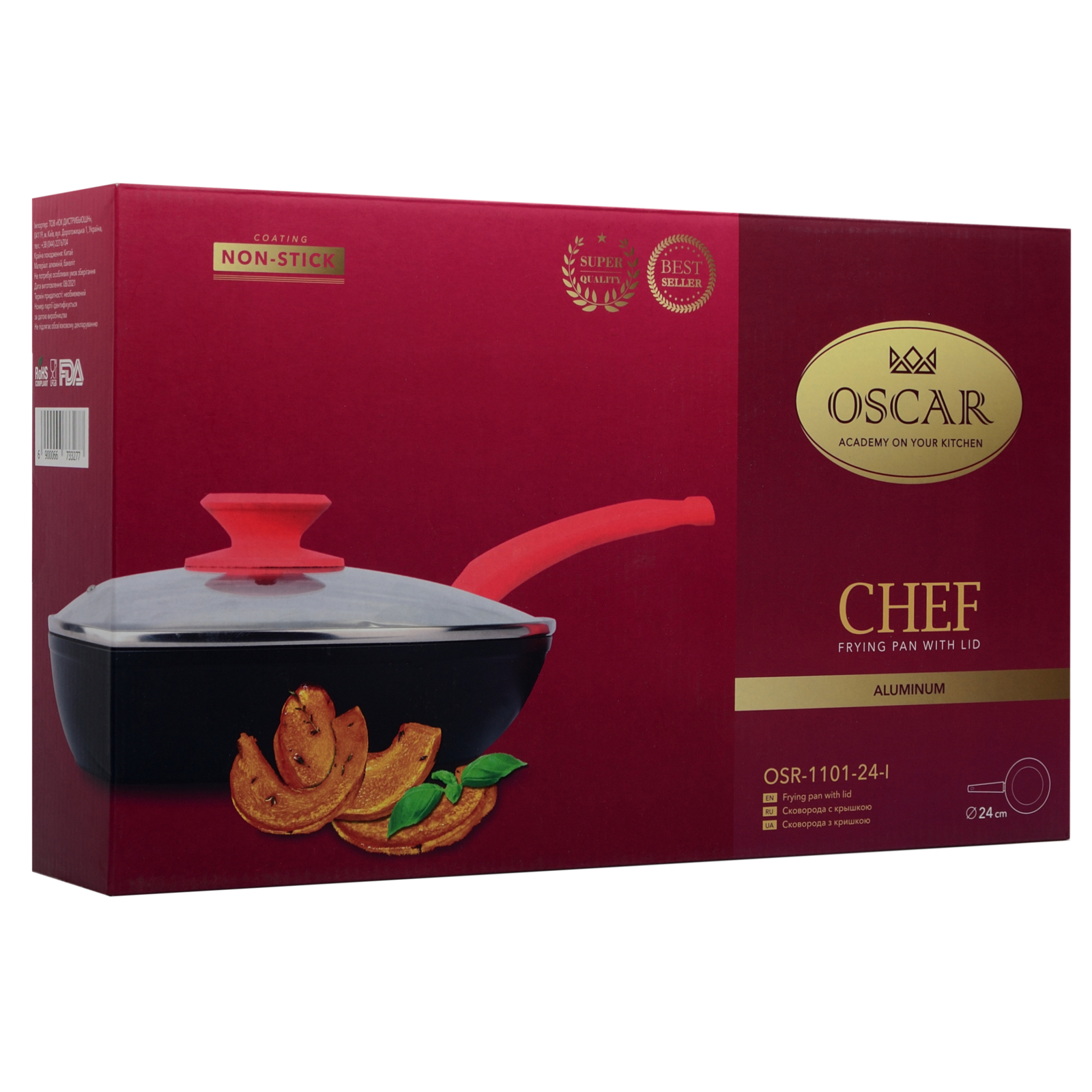 Сковорода Oscar Chef з кришкою 24 см (OSR-1101-24-l) изображение 6