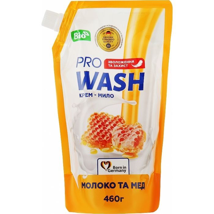 Рідке мило Pro Wash Молоко та мед дой-пак 460 г (4262396140265)