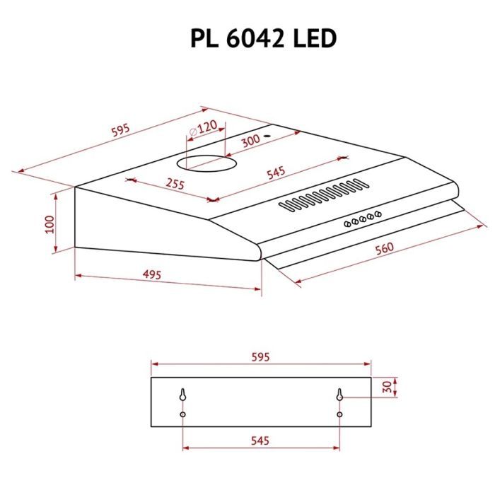 Витяжка кухонна Perfelli PL 6042 W LED зображення 11