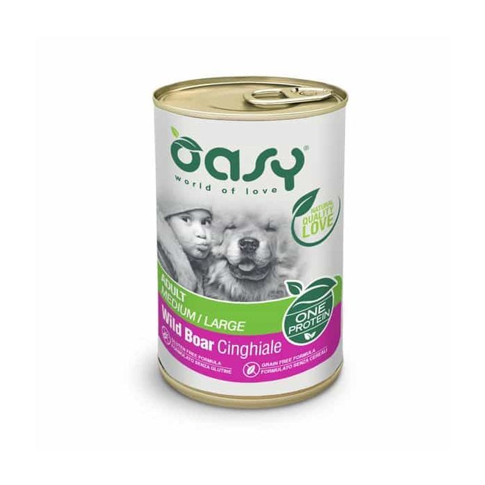 Консерви для собак OASY One Animal Protein ADULT Medium/Large з диким кабаном 400 г (8053017346175)
