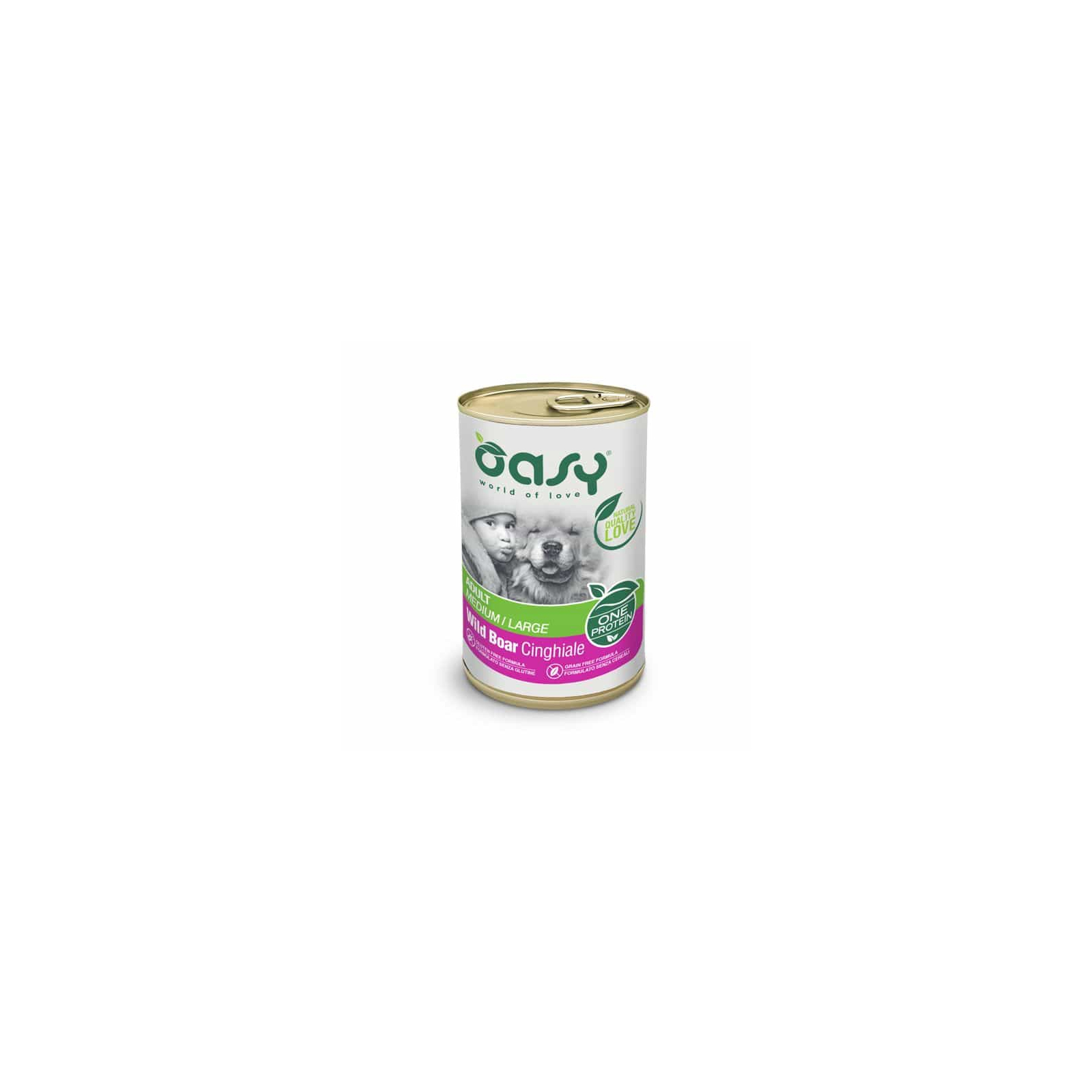 Консервы для собак OASY One Animal Protein ADULT Medium/Large с диким кабаном 400 г (8053017346175)