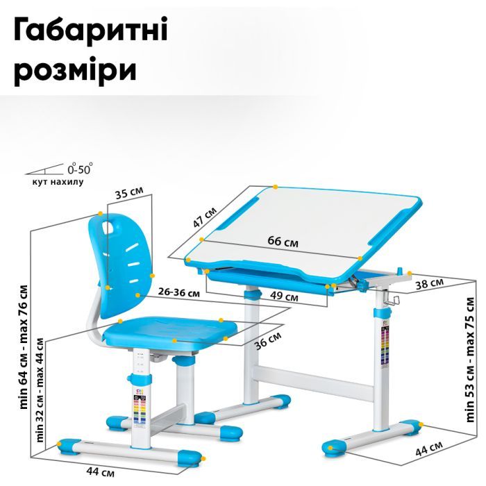 Парта со стулом Evo-kids Green (Evo-06 Ergo Z) изображение 4