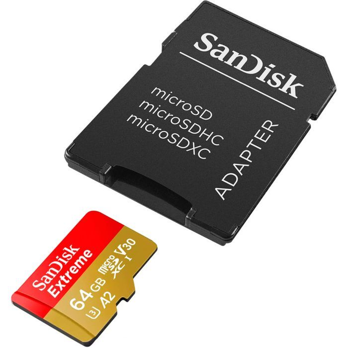 Карта пам'яті SanDisk 64GB microSD class 10 UHS-I Extreme For Action Cams and Dro (SDSQXAH-064G-GN6AA) зображення 2