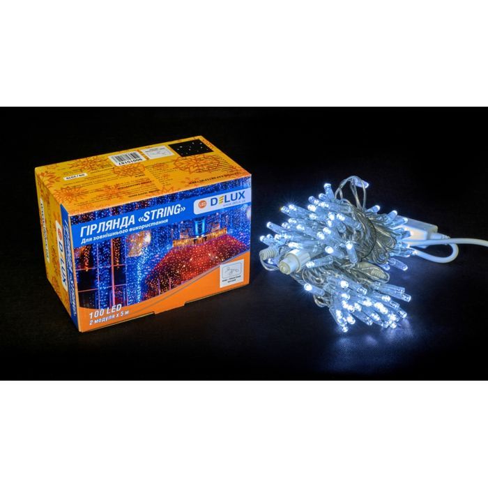 Гірлянда Delux STRING 100LED 10 м flash Білий/Прозорий IP44 (90015187) зображення 2