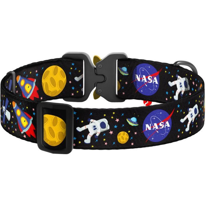 Ошейник для животных WAUDOG Nylon с QR паспортом "NASA" металлическая пряжка-фастекс XXL (4535-0047) изображение 2