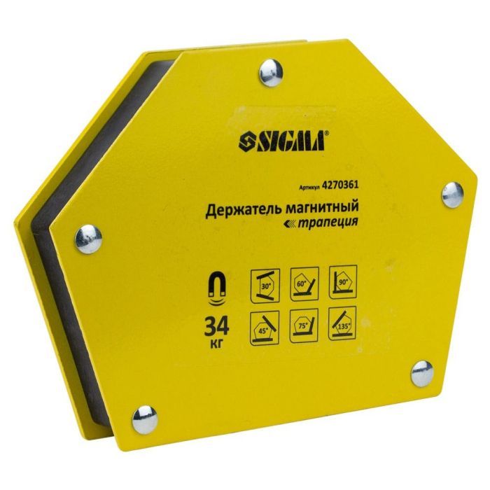 Магнит для сварки Sigma трапеция 34кг 105x65x65x45мм (30,45,60,75,90,135°) (4270361) изображение 3