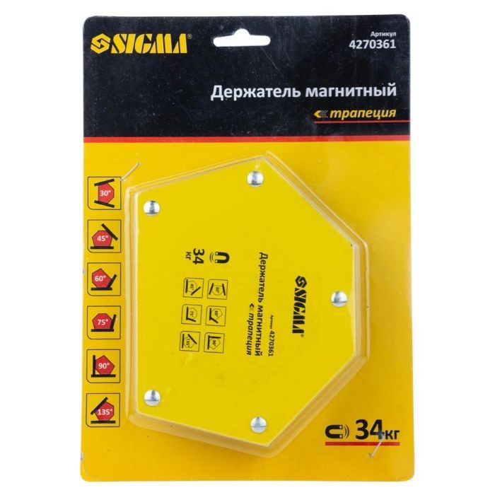 Магнит для сварки Sigma трапеция 34кг 105x65x65x45мм (30,45,60,75,90,135°) (4270361) изображение 5