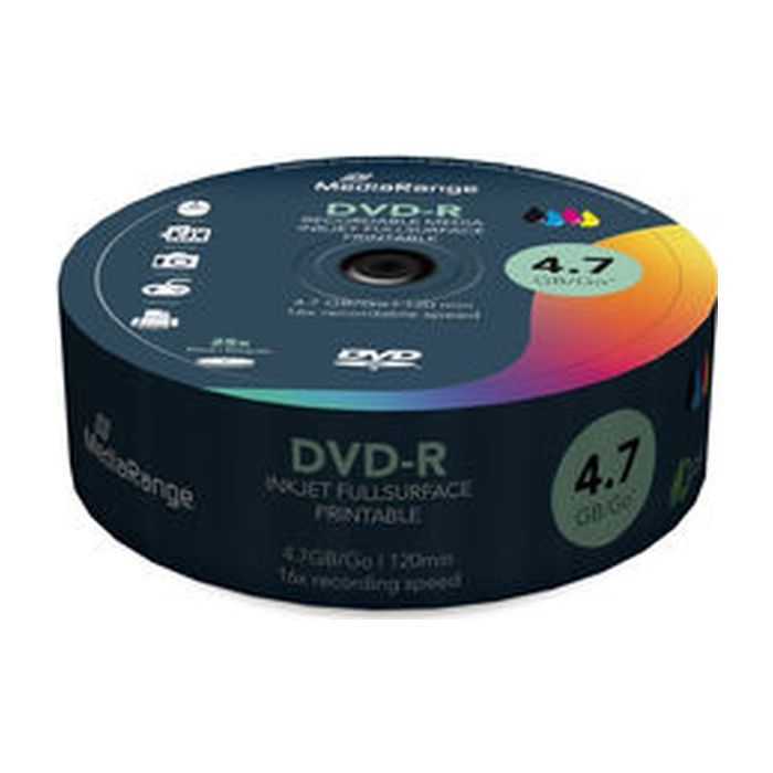 Диск DVD Mediarange DVD-R 4.7GB 120min 16x speed, inkjet fullsurface printable, Cake 25 (MR407) изображение 2