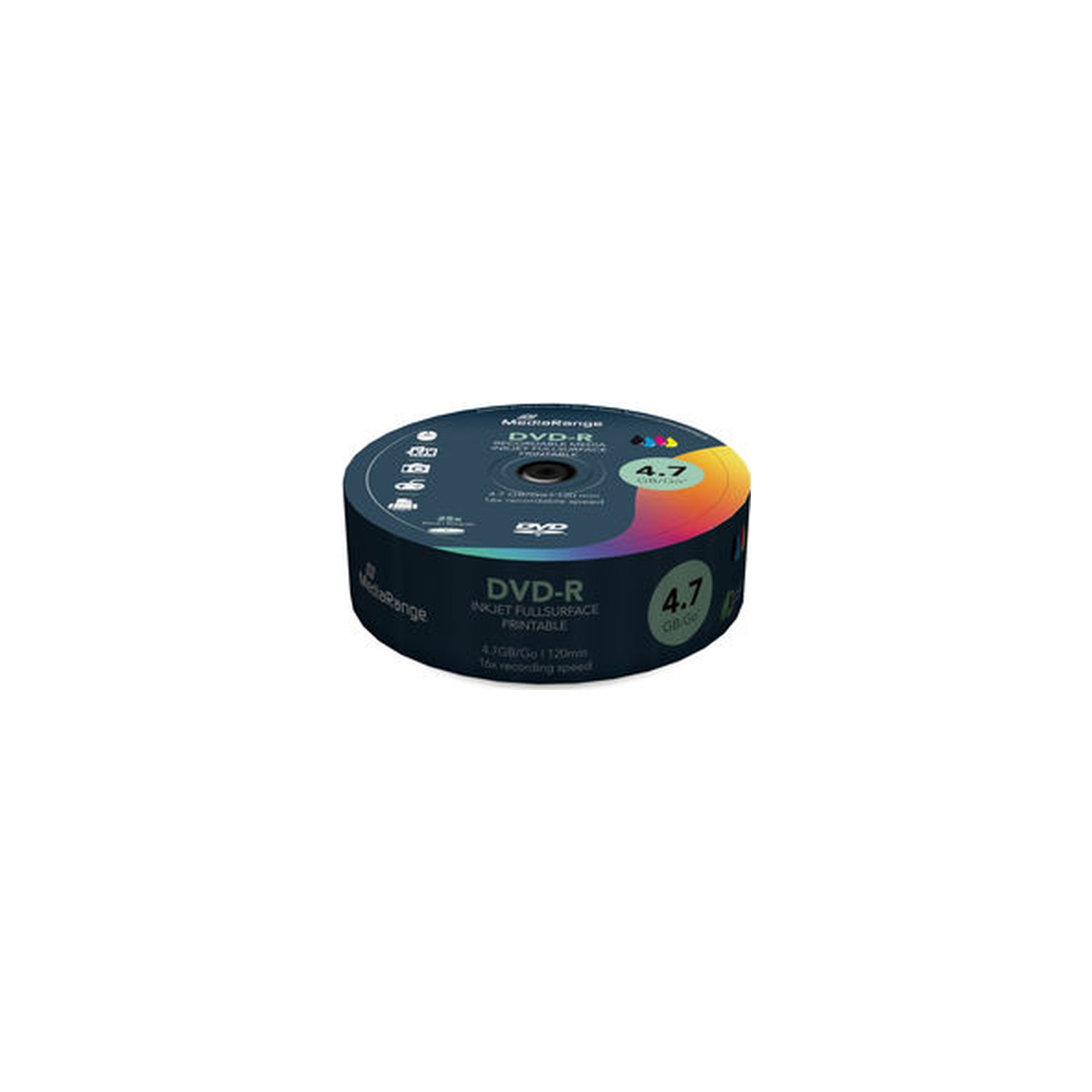 Диск DVD Mediarange DVD-R 4.7GB 120min 16x speed, inkjet fullsurface printable, Cake 25 (MR407) изображение 2