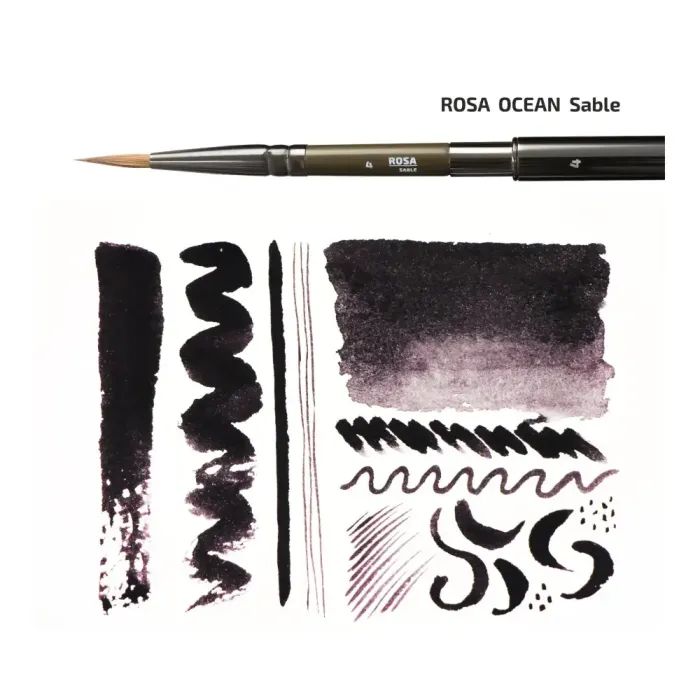 Пензлик для малювання Rosa Соболь круглий, TRAVEL BRUSH, OCEAN 168, № 6 (4823098516781) зображення 6