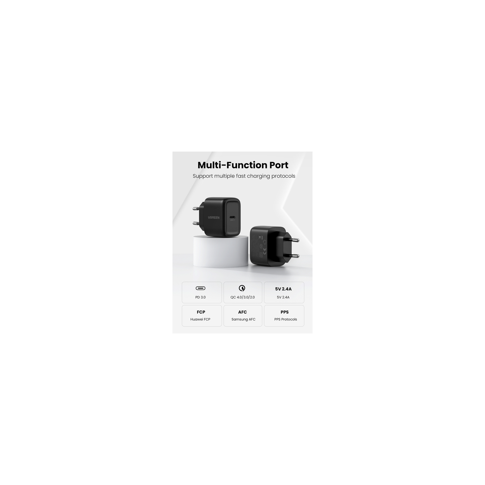 Зарядний пристрій Ugreen CD250 25W Type-C PD Charger + C-C 2m Cable Black (UGR-50581) зображення 5