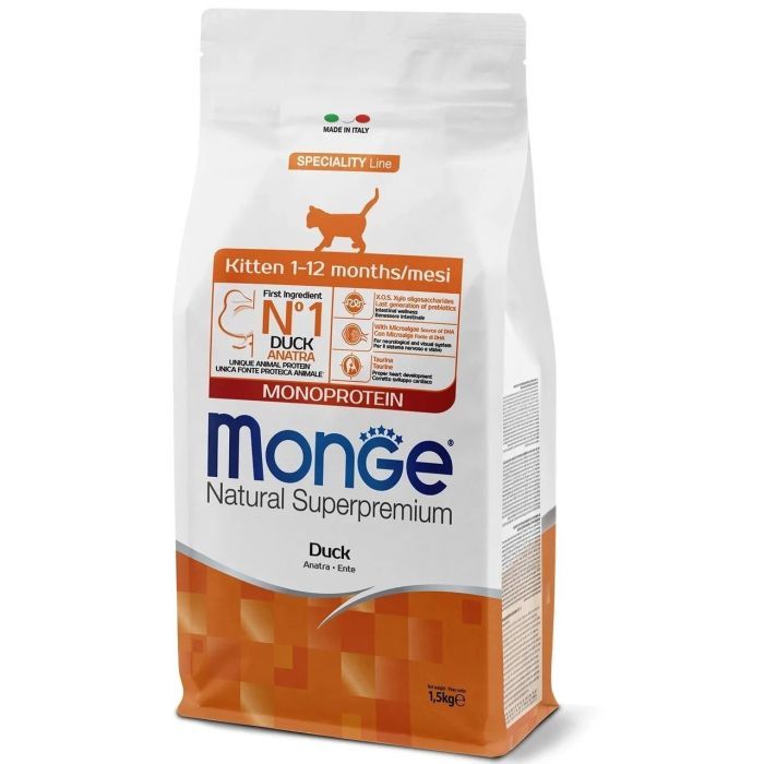Сухой корм для кошек Monge Cat Kitten с уткой 1.5 кг (8009470011099)