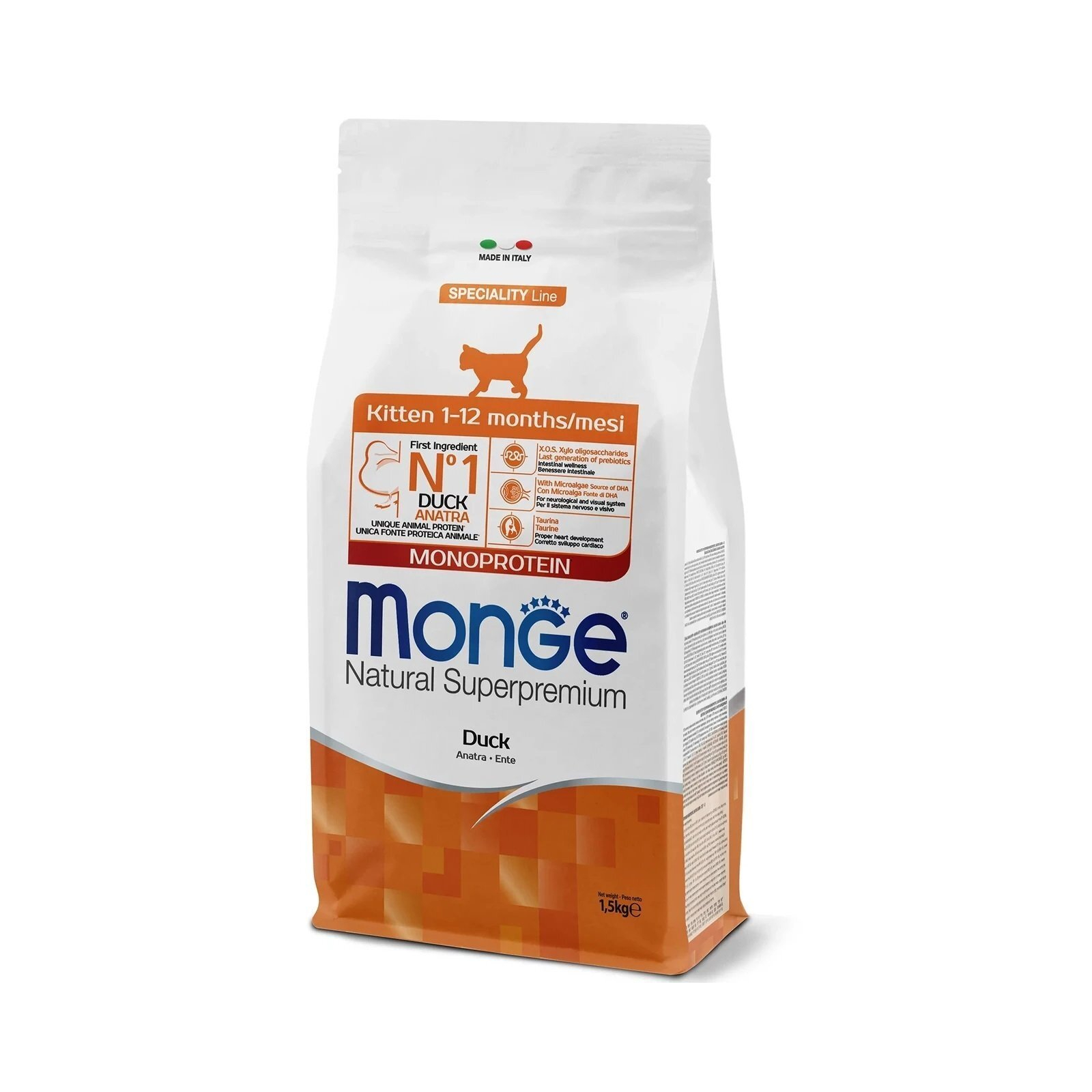 Сухой корм для кошек Monge Cat Kitten с уткой 1.5 кг (8009470011099)
