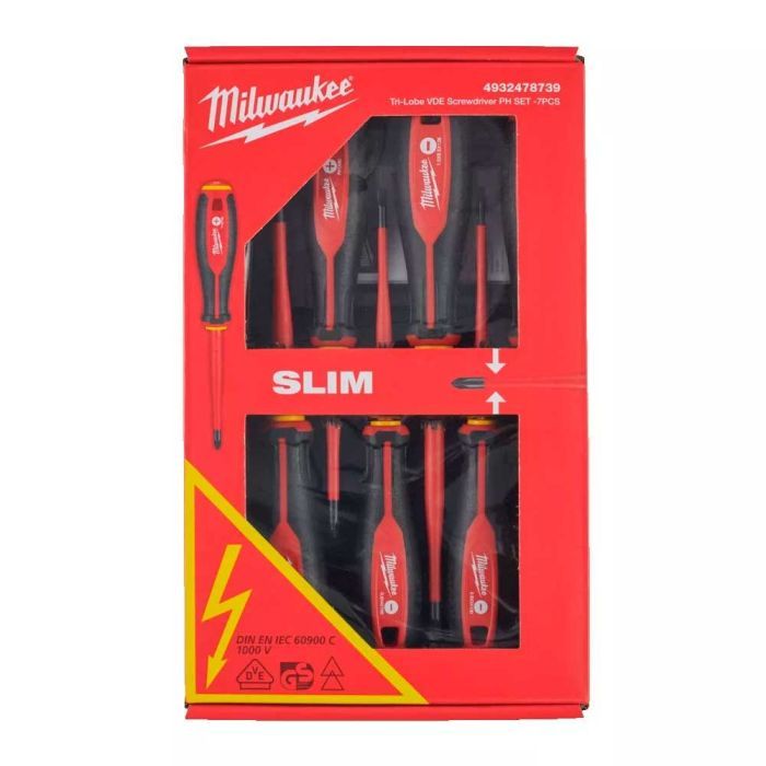 Набор отверток Milwaukee диэлектрических VDE SL/PH + тестер напряжения, 7 шт (4932478739) изображение 2