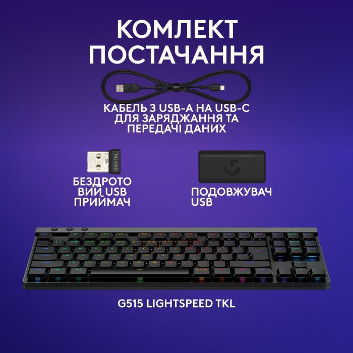 Клавиатура Logitech G515 TKL Lightspeed Tactile Bluetooth UA White (920-012539) изображение 8