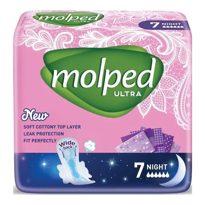 Гигиенические прокладки Molped Ultra Night 6 капель 7 шт. (8690536837625)