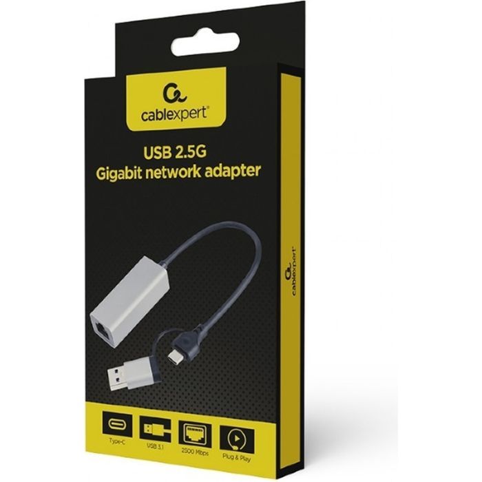 Адаптер USB-A /C to Lan 2.5 Gbit/s Cablexpert (A-USB3AC-LAN2G-01) изображение 2