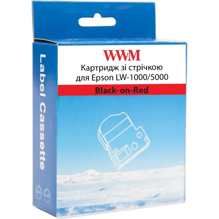 Лента для принтера этикеток WWM для Epson LW-1000/5000 36mm х 8m Black-on-Red (WWM-SC36R) изображение 2
