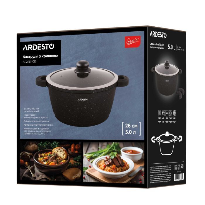 Кастрюля Ardesto Gemini Anzio, 1.8л, алюміній, чорний (AR2418GE) изображение 12