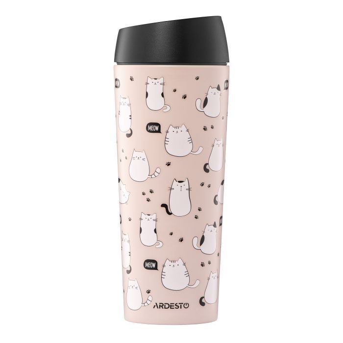 Термокружка Ardesto Coffee Time Cats 450мл, нержавіюча сталь, коричневий (AR2645FC) > цены в Киеве и Украине Термокружка Ardesto Coffee Time Cats 450мл, нержавіюча сталь, коричневий (AR2645FC)