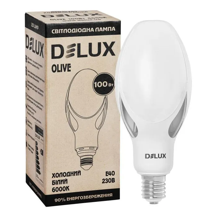 Лампочка Delux OLIVE 100w E40 6000К (90015385) зображення 2
