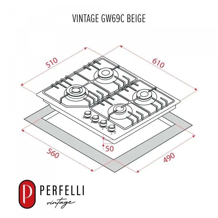 Варочна поверхня Perfelli VINTAGE GW69C BEIGE зображення 12