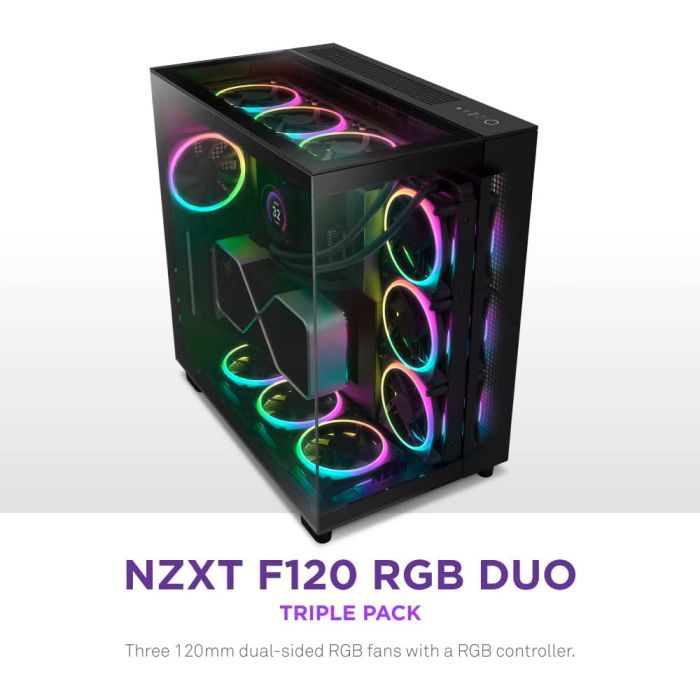 Кулер для корпуса NZXT F120RGB Duo-120mm Dual-sideRGB Fan-Tripl (RF-D12TF-B1) изображение 6