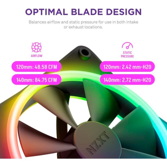 Кулер для корпуса NZXT F120RGB Duo-120mm Dual-sideRGB Fan-Tripl (RF-D12TF-B1) изображение 9