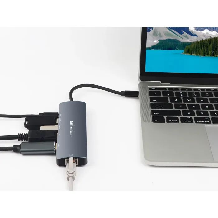 Концентратор Sandberg USB3.1 Type-C to HDMI/USB 3.0x2/RJ45/USB-C/DisplayPort PD 100W Hub 6-in-1 (136-43) зображення 4
