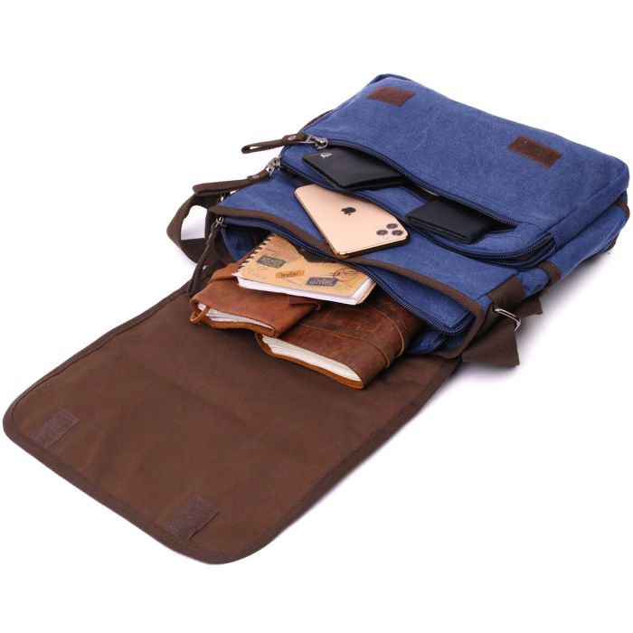 Сумка Vintage Через плечо из текстиля Синяя (22203) изображение 8