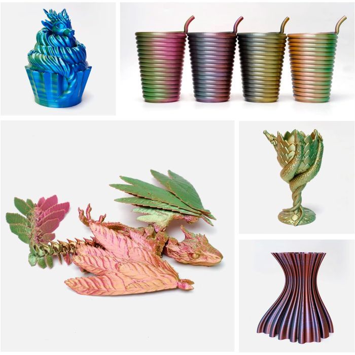 Пластик для 3D-принтера eSUN ePLA-Silk Mystic 1кг, 1.75мм, gold-green-black (ePLA-SilkMystic-P175GGB1) зображення 5