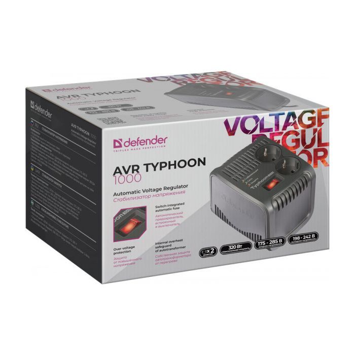 Стабилизатор Defender Typhoonl 1000VA 320W (99033) изображение 2