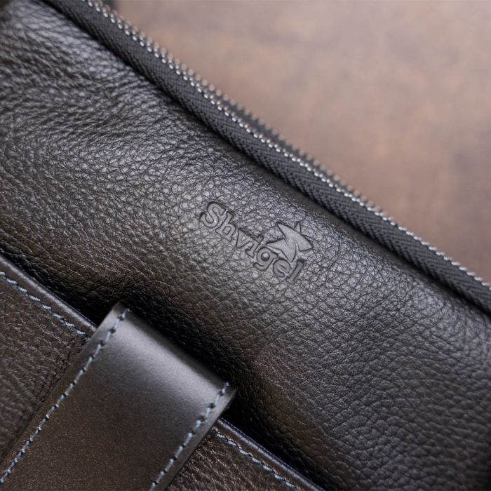 Сумка Shvigel На два отделения кожаная Черная (11283) изображение 10