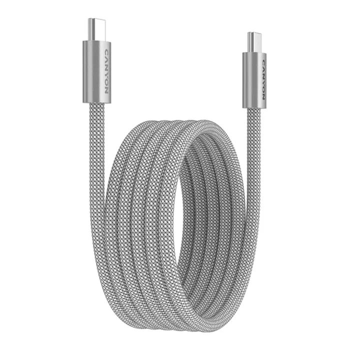 Дата кабель USB-C to USB-C 1.0m 60W Magnet Braided Black Canyon (CND-CCMG60AB15B) изображение 2
