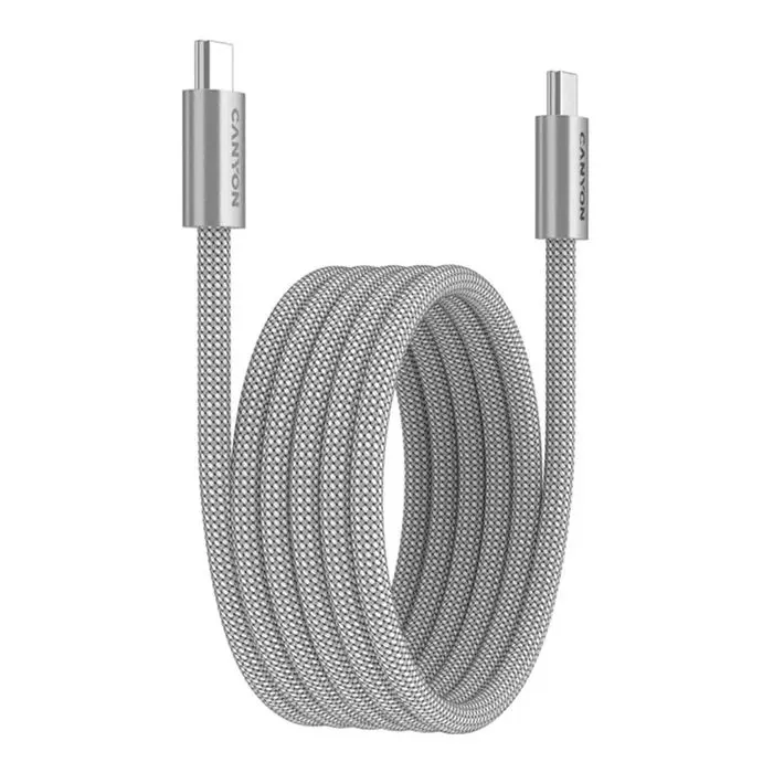 Дата кабель USB-C to USB-C 1.0m 60W Magnet Braided Light Grey Canyon (CND-CCMG60AB15LG) изображение 2