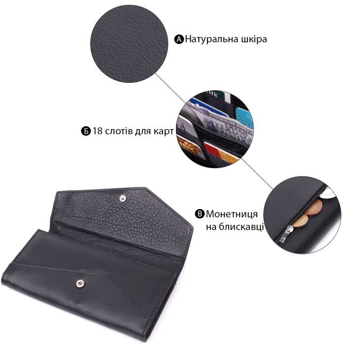 Гаманець ST Leather Шкіряний Чорний (22546) зображення 4
