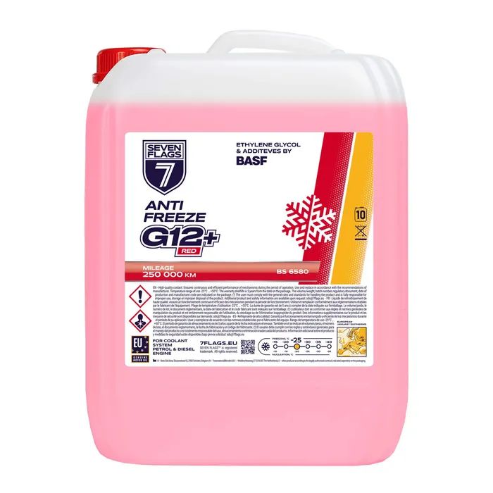 Антифриз 7FLAGS Super G12+ червоний ПЕ 10,4кг (7350118360484)